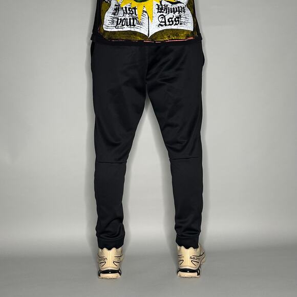 Nike Sweatpants Black Polyester Joggers Grey Swoosh Therma Fit - Picture 3 of 4